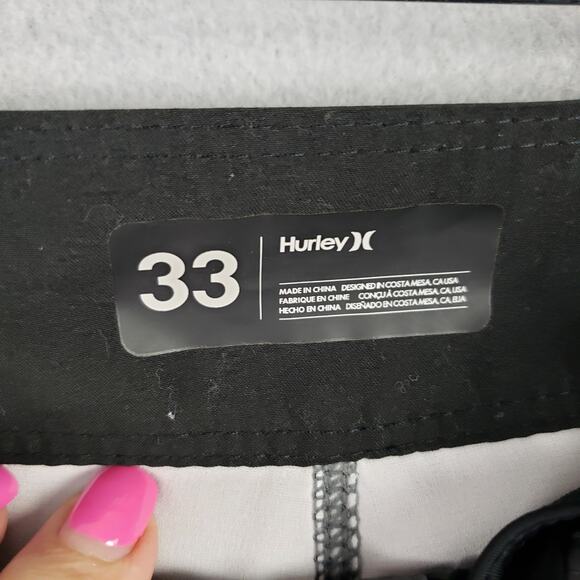 Hurley Men's Size 33 Hybrid Board Shorts Gray Aqua Stripe Beach Vacation Surfer - Picture 8 of 10